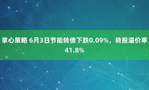 掌心策略 6月3日节能转债下跌0.09%，转股溢价率41.8%